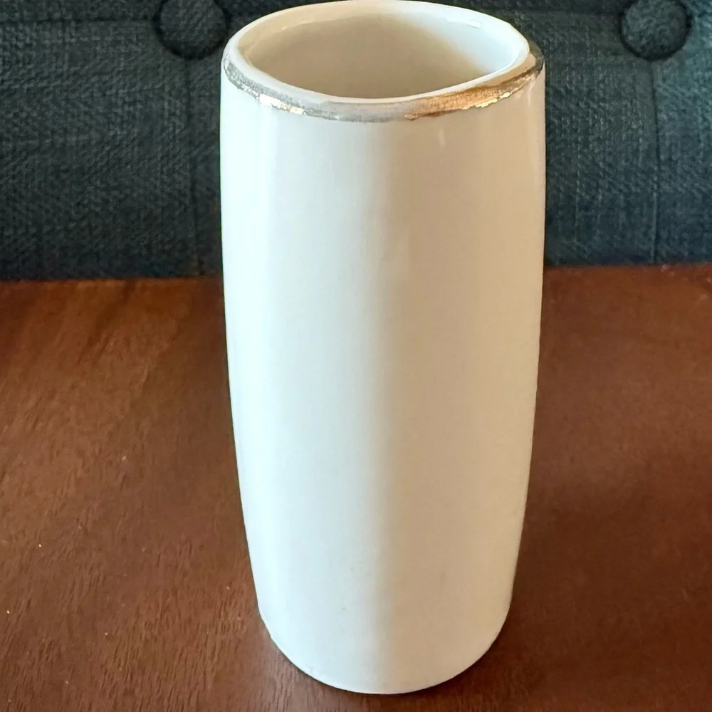 Vintage Japanese Ceramic Miniature Vase with Rickshaw Design